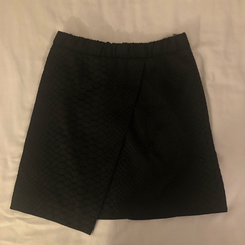 Tooshop Faux Black Snake Skin Asymmetrical skirt
